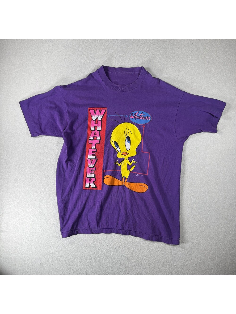 Vintage Purple Tweety Bird 'Whatever' Graphic T-Shirt XL/XXL